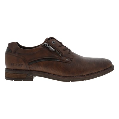 Derbies marron à talon décroché bas avec des lacets et un zip latéral MUSTANG