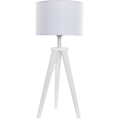 Lampe de table blanche style scandinave bois et abat jour polyester RECOLLECTION