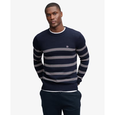 Pull Rayé en Coton Coupe Ajustée SUPERDRY