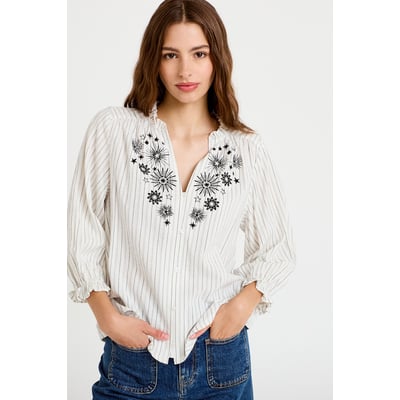 Blouse ample broderie manches 3/4 CACHE CACHE