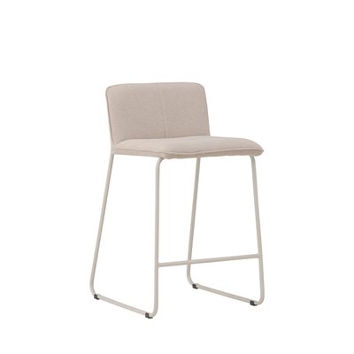 Lot de 2 tabourets de bar en tissu bouclette pieds beiges H65cm - Bisbee VENTURE HOME