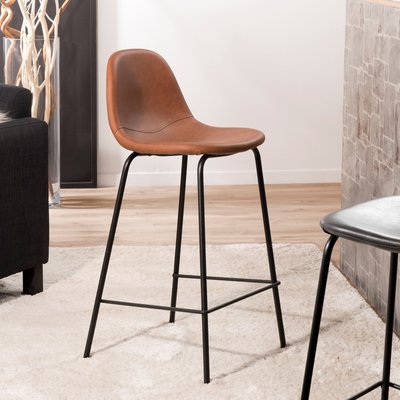Lot de 2 chaises de bar tissu synthétique marron style contemporain TIM PIER IMPORT