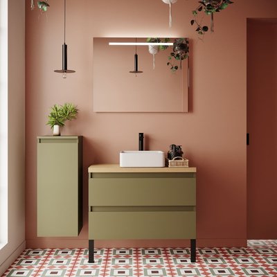 Ensemble vasque posée 2 tiroirs + miroir - HUDSON HOMIFAB