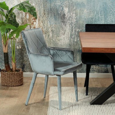 Fauteuil de table moderne en velours gris (lot de 2) HAWAI PIER IMPORT