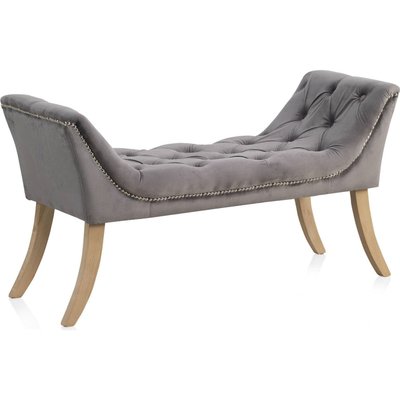 Banc tapissé en velours  pieds bois design boutonné élégant RECOLLECTION