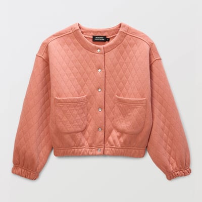 Cardigan uni en molleton matelassé contenant du coton MONOPRIX
