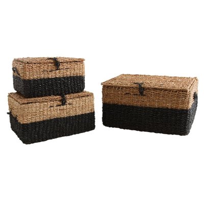 Malles en jonc de mer naturel et noir (lot de 3) AUBRY GASPARD