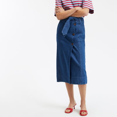 Юбка миди с запахом из денима LA REDOUTE COLLECTIONS