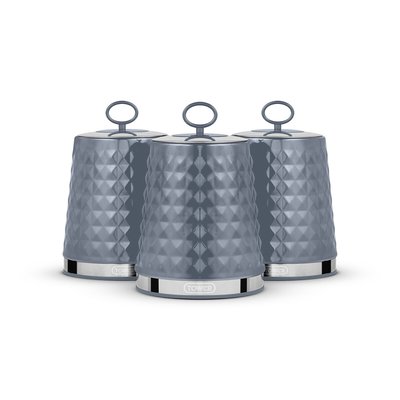 Set of 3 Solitaire Tea Coffee Sugar Canisters TOWER