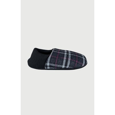 Chaussons en cuir et laine couleur unie Minuit ARTHUR