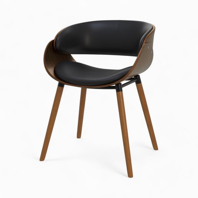 Chaise en cuir synthétique et plaqué noyer (à l'unité) - POLO RENDEZ-VOUS DÉCO
