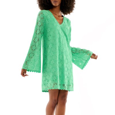 Robe crochet dentelle courte col V DEBORAH WILD