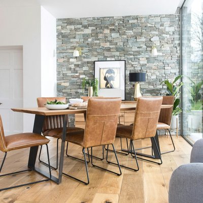 Table à manger style contemporain chêne et métal 180cm VOLGA PIER IMPORT