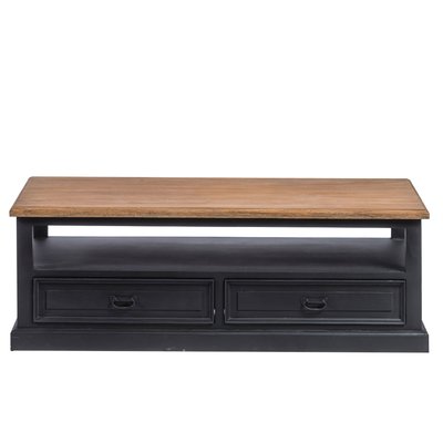 Table basse en bois noir 4 tiroirs 1 niche - DALILA HELLIN, DEPUIS 1862