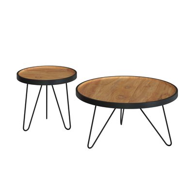 Tables gigognes en bois de teck recyclé et pieds en métal (lot de 2) - BAO RENDEZ-VOUS DÉCO