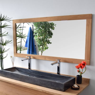 Miroir rectangulaire en teck massif 150 x 70 cm - LAZY WILDWATER
