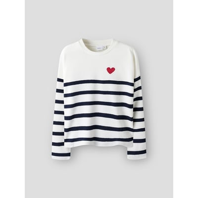 Striped Jumper with Heart Motif on Chest NAME IT