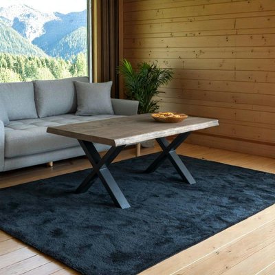 Table basse en bois de chêne brun avec bordures naturelles SAVONE PIER IMPORT