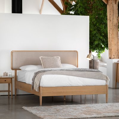 Hale Mid-Century Linen & Oak Bed SO'HOME