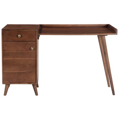 Bureau avec rangements vintage bois massif et métal doré L130 cm ROBY MILIBOO