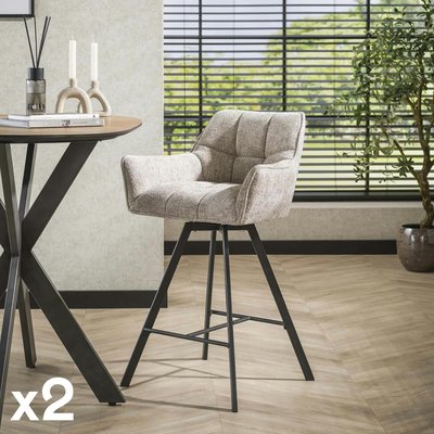 Chaise de bar pivotante en velours texturé sable (lot de 2) MELBOURNE PIER IMPORT