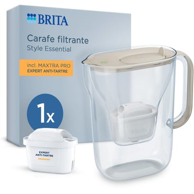 Carafe filtrante Style Essential sable + 1 cartouche Maxtra Pro BRITA