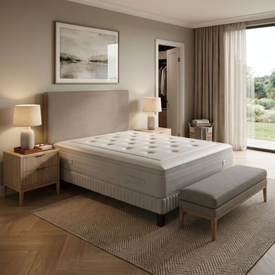 Ensemble matelas 651 ressorts ensachés + mousse mémoire de forme, sommier, pieds SW6 SIMMONS