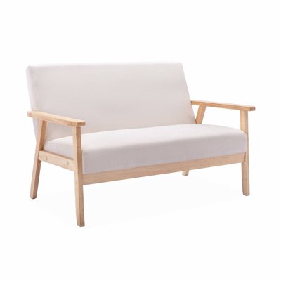 Canapé banquette 2 places bois d'hévéa tissu ISAK SWEEEK