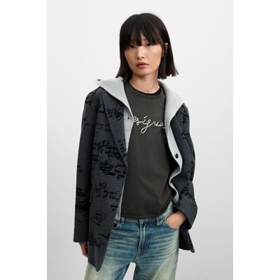 blazer droite en laine à motif graffiti DESIGUAL