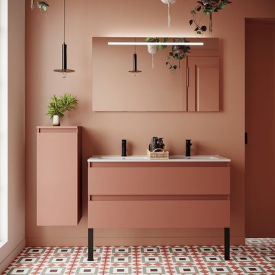 Ensemble double vasque 2 tiroirs + miroir - HUDSON HOMIFAB