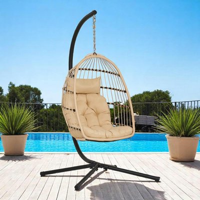 Fauteuil suspendu beige en résine tressée SOUTH BEACH PIER IMPORT