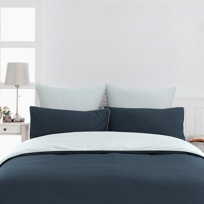 Parure housse de couette bicolore + 2 taies 65x65 cm percale DOZMARY SENSEI MAISON