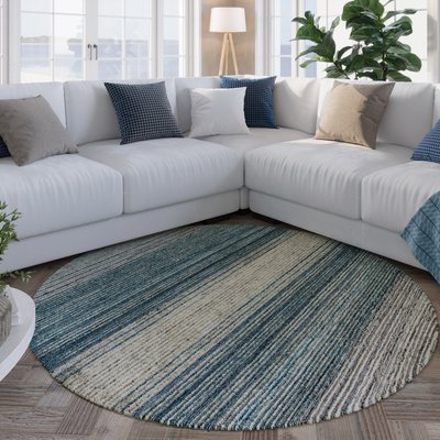 Tapis rond à rayures dégradées modernes , HAMPTONS TWENTYFOUR WECON HOME