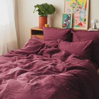 Housse de couette en lin lavé, NATURELLEMENT LIN BLANC CERISE