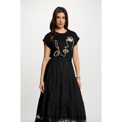 T-shirt broderie visage MORGAN