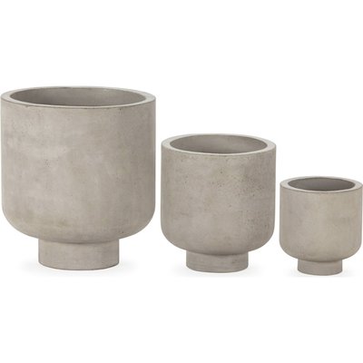 Cache pot en ciment naturel effet pierre avec drainage optimal RECOLLECTION