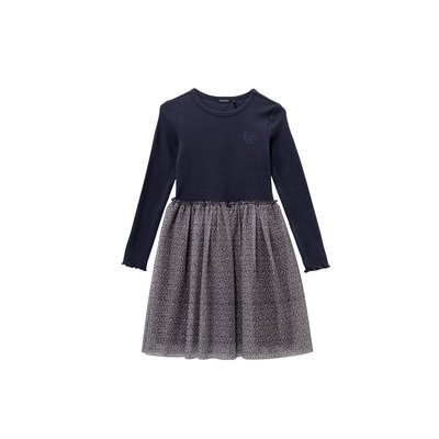 Robe bi-matière et tulle léopard-noeud IKKS
