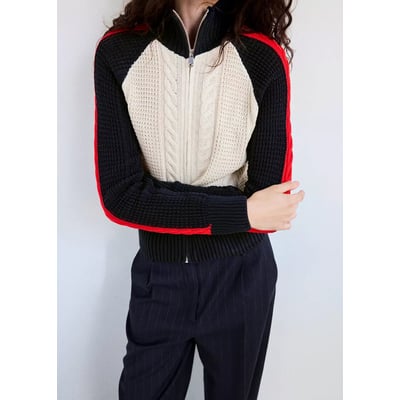 Veste en maille torsadée à rayures contrastées MANGO