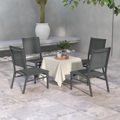 Lot de 4 chaises de jardin alu textilène gris OUTSUNNY