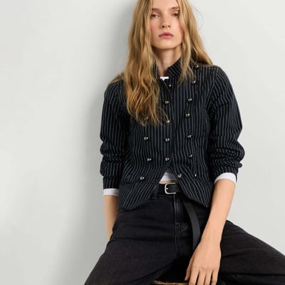 Veste À Col Mao À Rayures PEPE JEANS