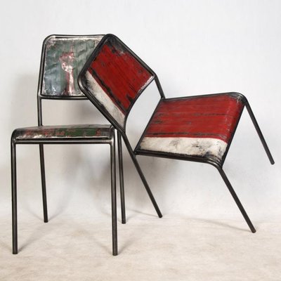 Chaise industrielle métal recyclé CARAVELLE PIER IMPORT