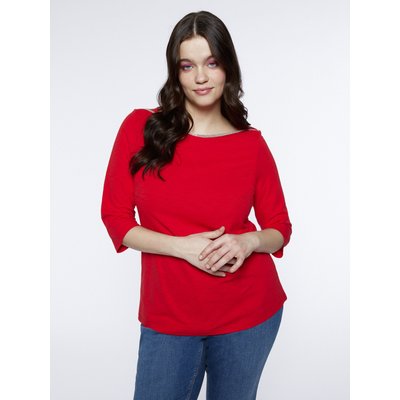 T-shirt avec col bateau avec finition bord fil textile FIORELLA RUBINO