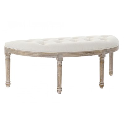 Banquette Demi-Lune Capitonnée Classique Bois et Polyester Beige WADIGA