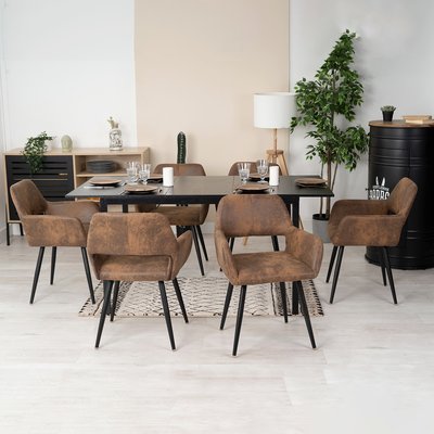 Table à manger extensible à allonge avec 6 chaises,BARI CROMWELL MEUBLES COSY