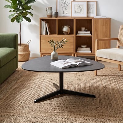 Table basse galet en céramique et pied en métal noir L100 - BARBARA HELLIN, DEPUIS 1862