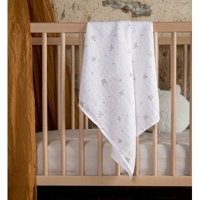 Lange emmaillotage Coton Bio L'ENVOLEE - Maxi lange 120x120cm Motif oiseaux - Couverture douce en mousseline pour bébé - Certifié GOTS KADOLIS