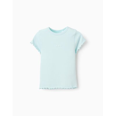 T-shirt Côtelée avec Broderies de Fleurs ZIPPY