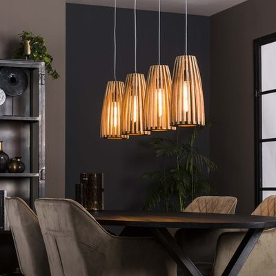 Suspension en bois ajourée 4 lampes LUCKNOW PIER IMPORT