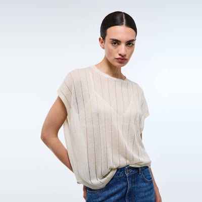 Pull sans manches détails ajourés MONOPRIX