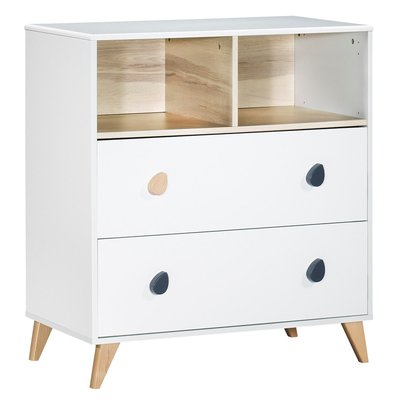 Commode 2 tiroirs 2 niches boutons goutte SAUTHON